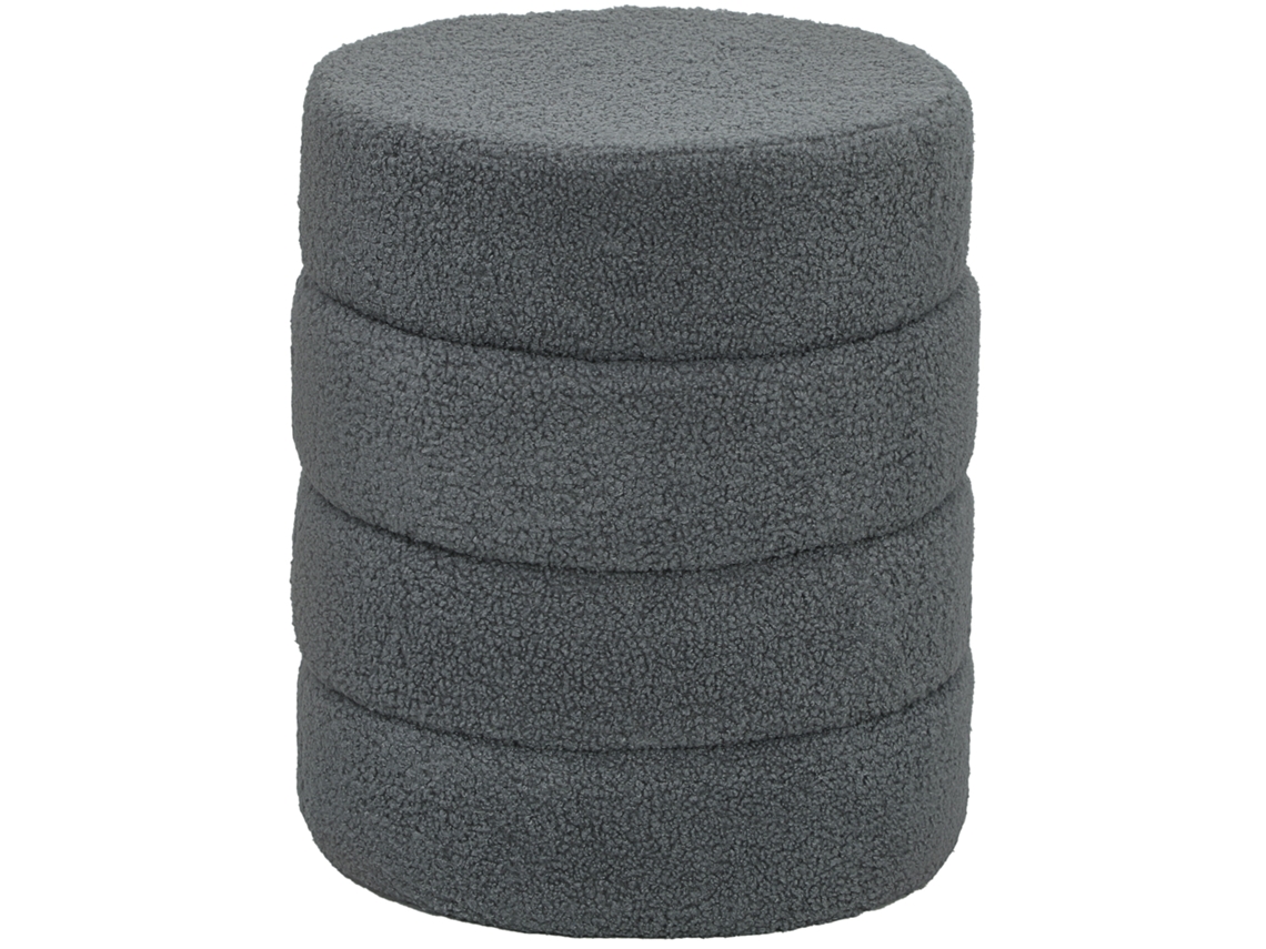 Banco Redondo,pelúcia Teddy,até 120kg,φ40x45hcm,cinza Escuro BTFORUS
