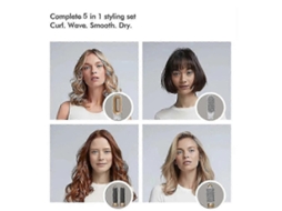 Ferramenta de Modelagem de Cabelo 5 em 1: Modelador de Cachos, Chapinha, Escova e Secador. TAISHENGDA