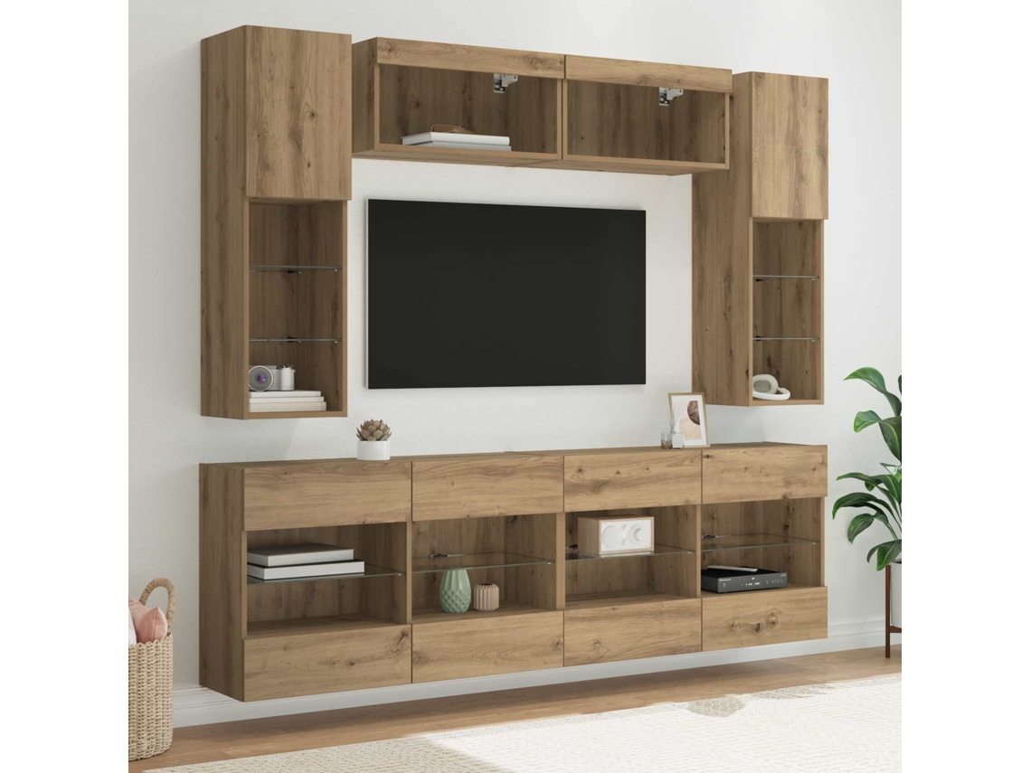 Vidaxl Conjunto De Gabinete De Parede Para Tv 6 Unid.