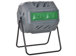 Compostor Tambor 160l 2 Compartimentos Rotativo Cinza VELTRIX