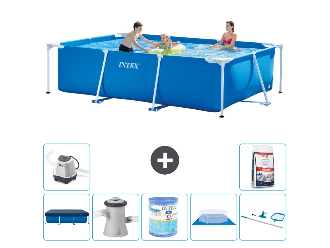 Intex Piscina Com Estrutura Retangular - 300x200x75 Cm - 8-peças S30174