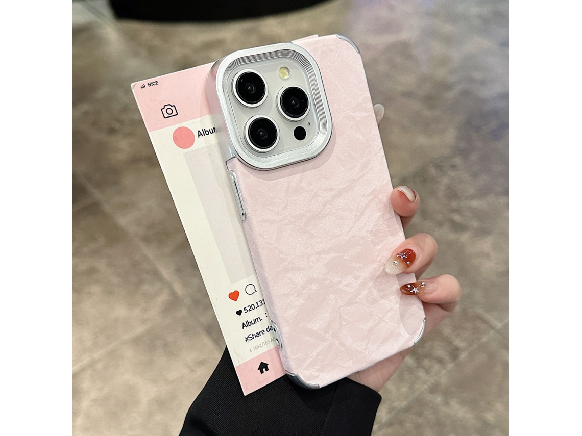 Capa Para Iphone 17 Pro Rosa Com Estampa De Montanha Nevada Em Flanela.