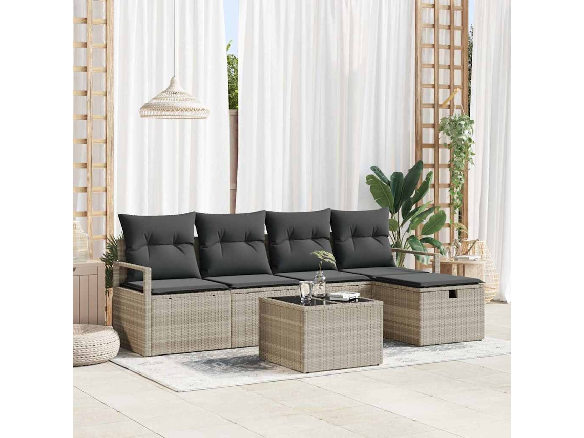 Vidaxl Conjunto De Sofás 6 Unid. 5-número De Lugares Cinzento-claro