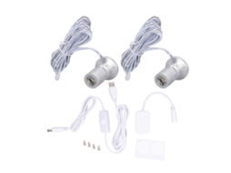 Refletor Mini Led Regulável 5v Usb com Dimmer para Vitrine de Joias, Luz Quente, Prata