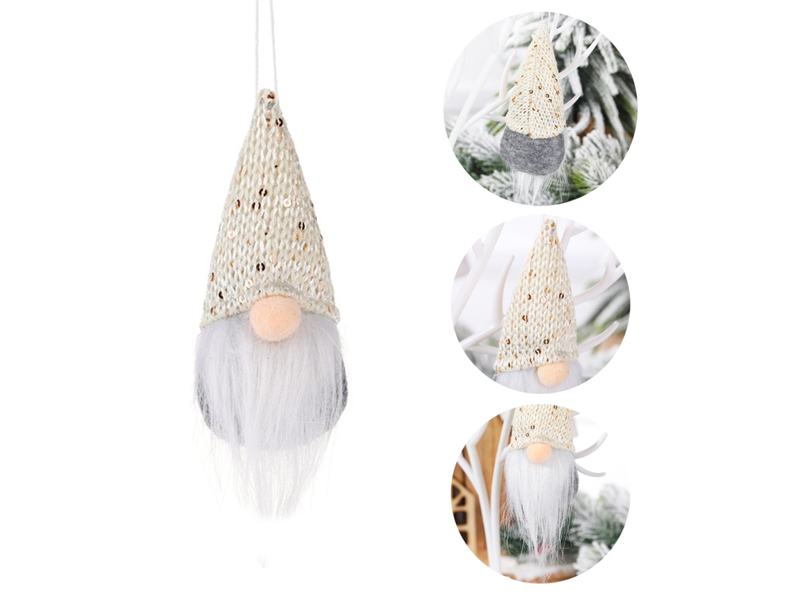 Pingente Natal Boneco Sem Rosto Em Tecido Lurex Decorativo