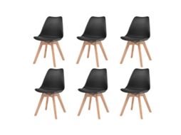 Cadeiras De Jantar 6 Pcs Plástico Preto Lovely Home