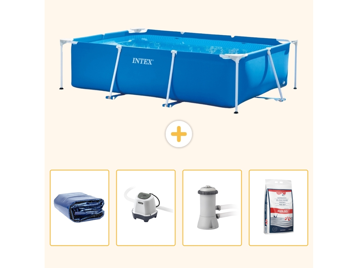 Intex Piscina Com Estrutura Retangular - 300x200x75 Cm - 5-peças Scb54