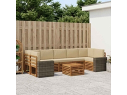 Vidaxl Conjunto De Sofás Para Exterior 8 Unid. Natural E Bege