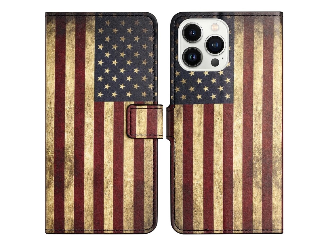 Capa Em Couro Pu Para Apple Iphone 16 Pro - A Bandeira Americana