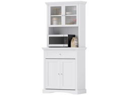 Armário De Cozinha Moderno De Com 1 Gaveta 4 Portas E Prateleira Ajustável Carga Máxima 50 Kg Alto De 79x40x180 Cm Branco