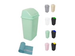 Cubo De Basura Con Tapadera Basculante - 15l / 25l / 30l / 50l - Papelera Ideal Para Cocina, Baño Y Oficina Verde - Negro 50 L + Bolsas