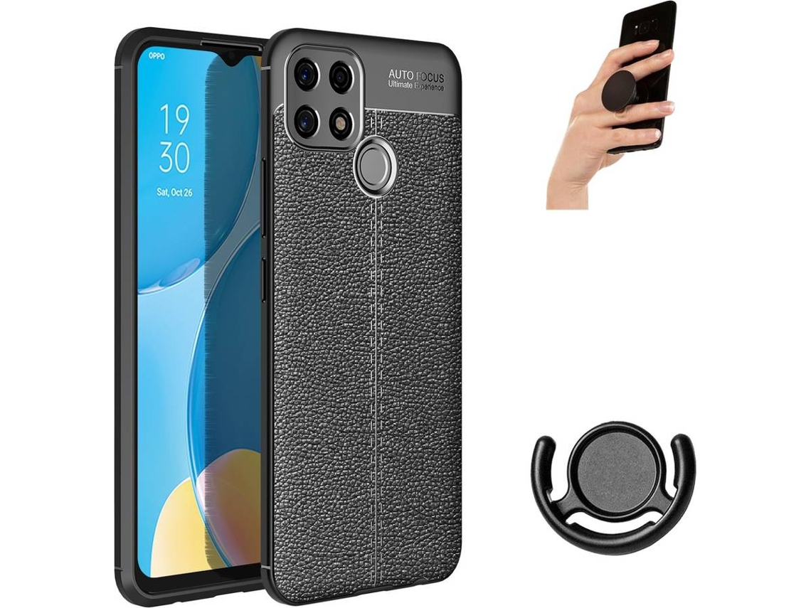 Capa, Suporte e Popsocket Oppo A15 PHONESHIELD Rugged Leather Preto