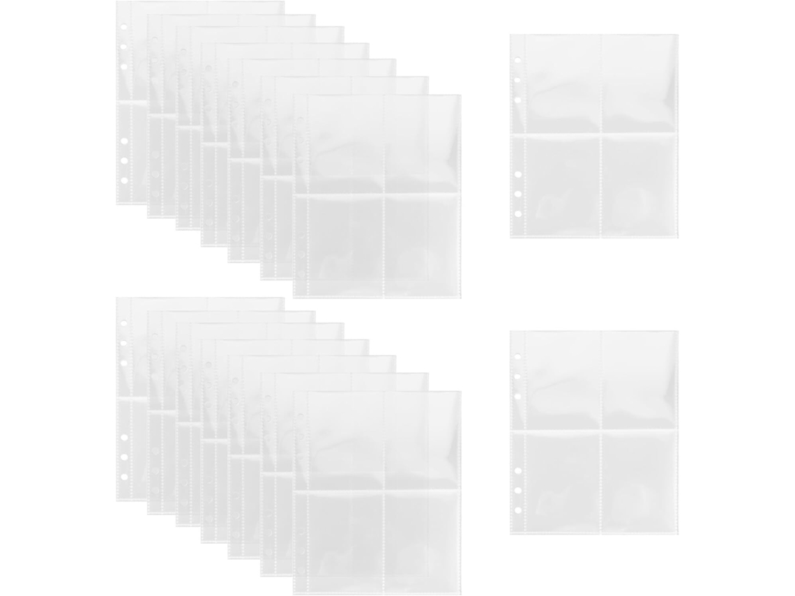 Pacote Com 50 Protetores De Cartas Colecionáveis Tamanho A5, 4 Bolsos Transparentes, Dupla Face, Proteção Contra