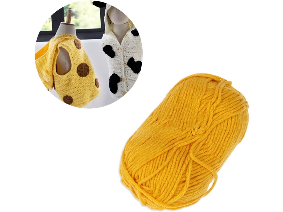 Fio De Algodão, 50 G, Mostarda, Tipo Leite Para Cachecóis E Gorros