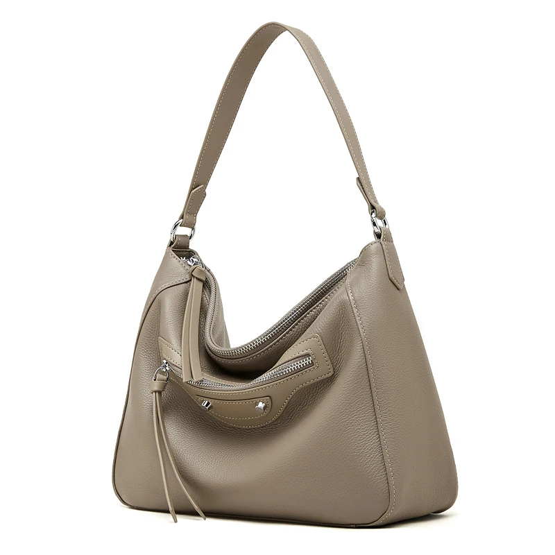 (3290-cáqui) Nova Bolsa Feminina Em Couro Genuíno, Estilo De Luxo De Designer, Bolsa De Ombro Feminina