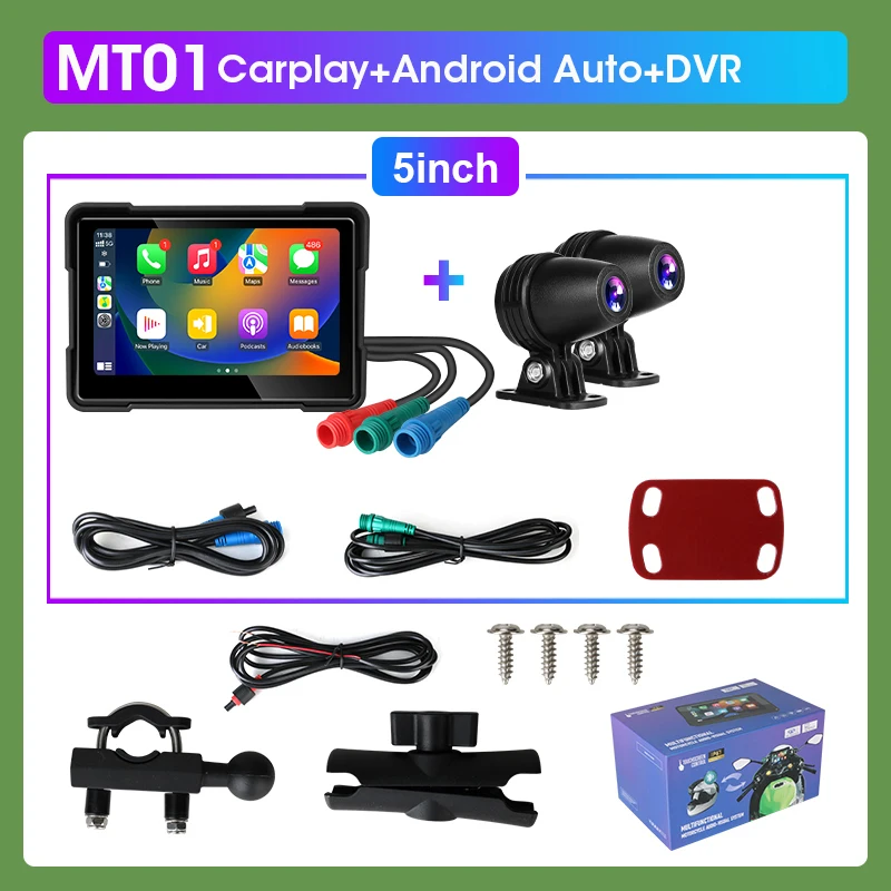 (dvr De 5 Polegadas) Câmera Veicular Para Motocicleta De 5/6,86/7 Polegadas Com Carplay E À Prova D'água Ipx7
