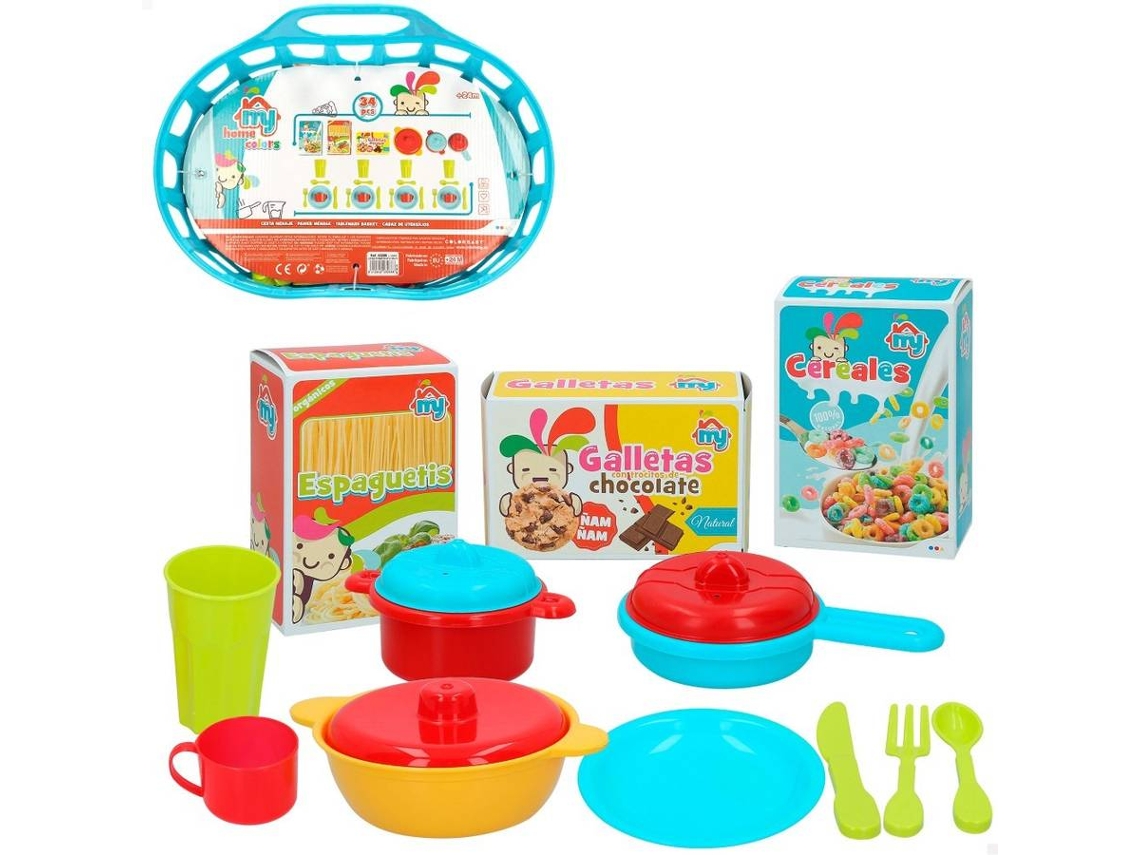 Utensílios de Cozinha COLORBABY Cesta de compra com 34 acessórios de cozinha