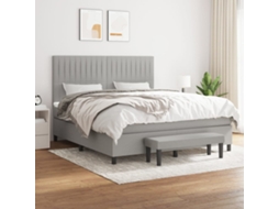 Vidaxl Cama Com Molas/colchão 160x200 Cm Tecido Cinzento-claro