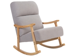 Poltrona Baloiço Poliéster e Madeira de Faia Cor Cinza Claro 65x90x98 cm Homcom