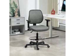 Cadeira de Escritório com Assento Alto Ajustável, Braços, Dim. 60l X 57p X 97 119h Cm com Rodízios, Cinza