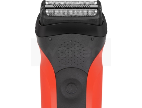 Aparador de Barba BRAUN S3 300 Red Shaver — Barbeador elétrico recarregável resistente para a barba e suave para a pele, com 3 elementos de corte sensíveis à pressão que se adaptam aos contornos faciais