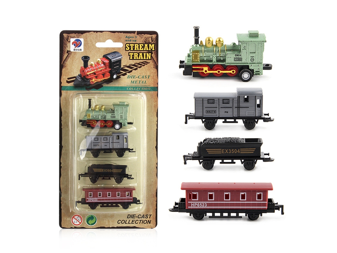 Primerox kit de Trem a Vapor Simulador Retro com Tração Manual Brinquedo para Crianças Presente