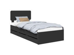 Maison Exclusive - Estrutura Da Cama Preto 100 X 200 Cm Madeira Engenheirada