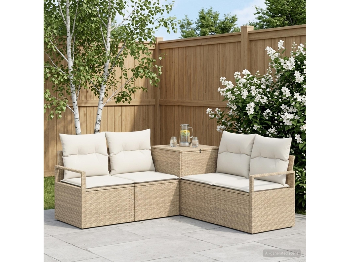 Vidaxl Conjunto De Sofás 5 Unid. Bege E Branco Creme