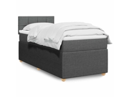 Cama Com Molas/colchão 90x190 Cm Tecido Cinza-escuro
