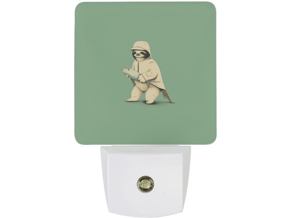 Luminária Noturna De Parede Com Plugue, Em Formato De Bicho Preguiça Desenho Animado Possui Sensor Luz Led