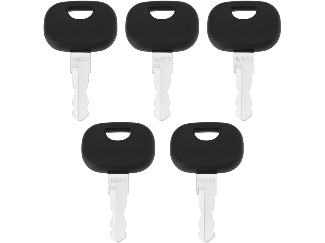 Conjunto de 5 chaves de ignição compatíveis com os modelos 14mst 14603, 14607, 14707 e 14657, na cor preta.