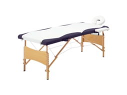 Vidaxl Mesa De Massagens Dobrável 2 Zonas Madeira Branco E Roxo