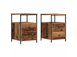 Bedside Cabinet, Bedside Cabinets Vidaxl Marrom Madeira Processada (n/a)