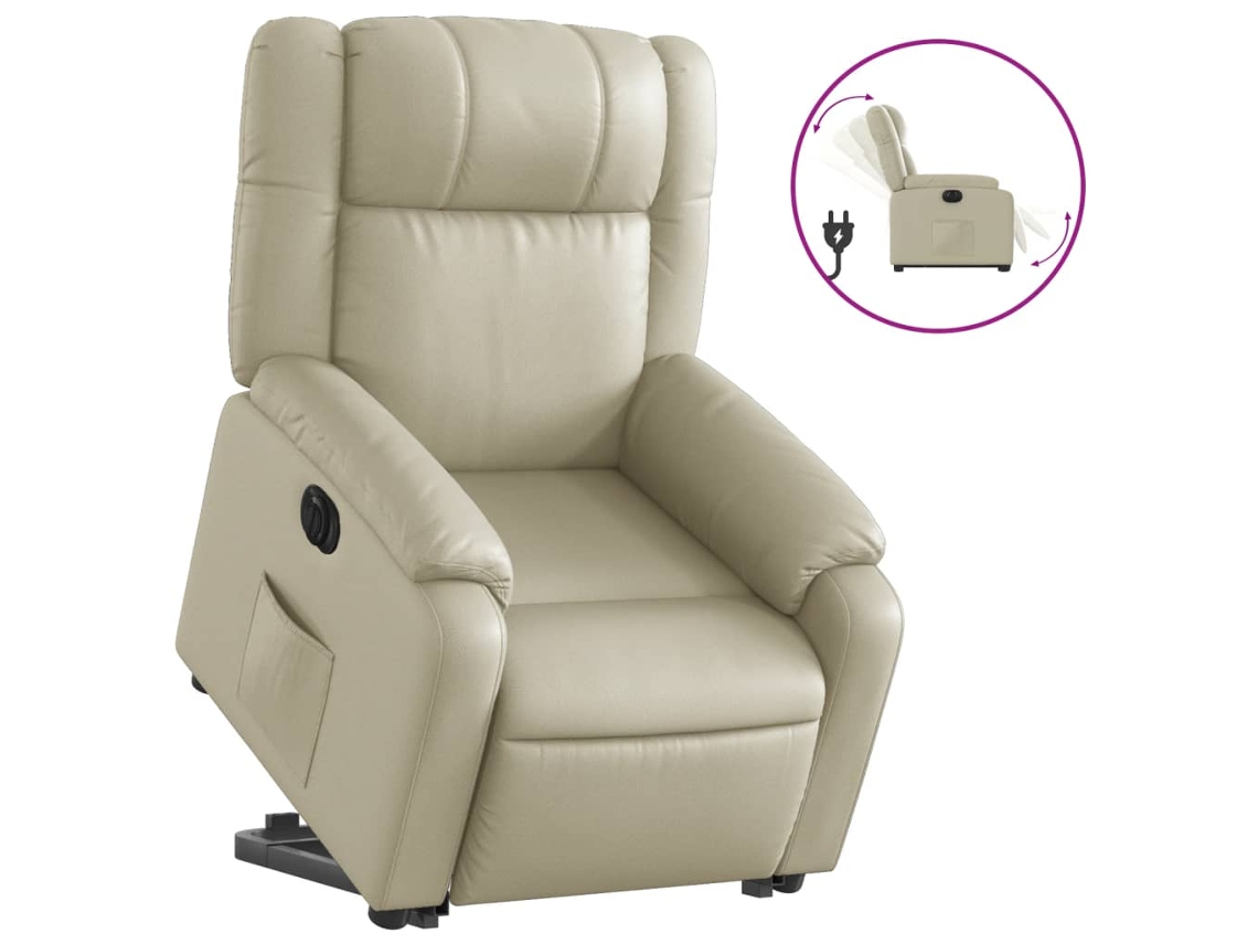 Electric Stand Up Recliner Chair, Electric Stand Up Recliner Chairs Vidaxl Creme Couro Artificial