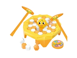 Ats juego de Romper Hielo Con Figuras Animales Interactivo para Niños Bebés, Juego de Mesa Romper Bloques Amarillo