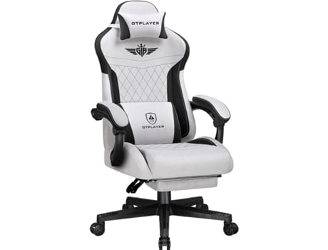 Cadeira Gaming Ergonómica Gtplayer, Tecido, Com Apoio Lombar, Encosto Estendido,cinza