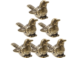 Ounona Kit de 6 Miniaturas de Pássaros em Latão com Aparência Vintage e Usada Pardais Retrô em Miniatura Feitos de CHABERLU