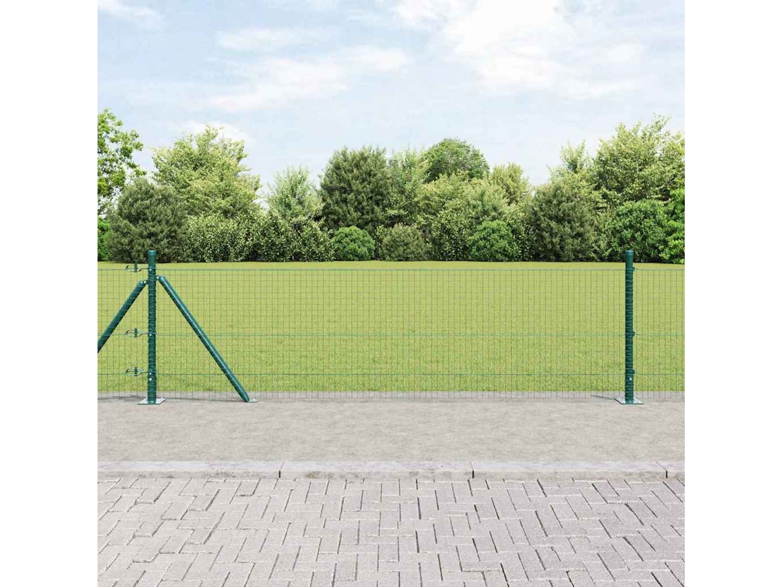 Vidaxl Cerca De Arame Soldado Com Base De Concreto 100 X 0,4 M Verde