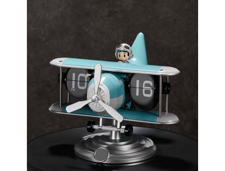 Relógio de mesa digital giratório automático de 12 horas, números grandes, alimentado por bateria, disco rígido (azul)