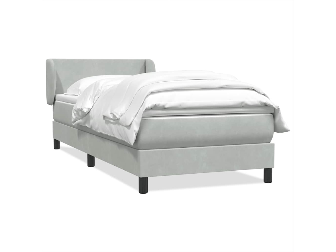 Cama Com Molas/colchão Cinzento-claro 80x210 Cm Veludo