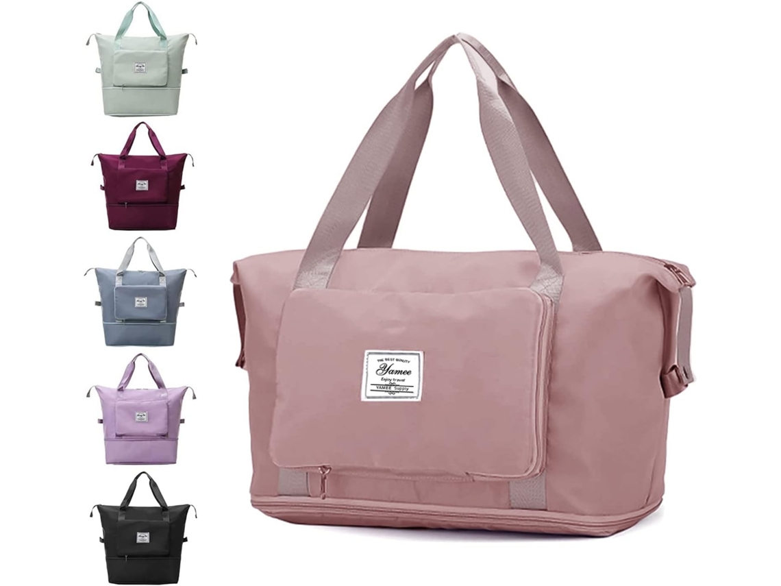 Mala de Viagem AQUAFORGE dobrável, leve, com alças fixas, compartimentos para itens secos e molhados, rosa
