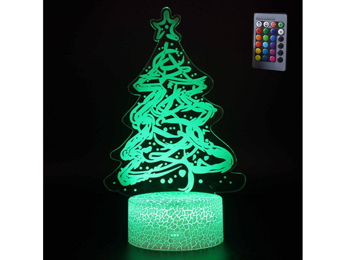 Lâmpada 3D em Forma de Árvore de Natal Criativa Controle Remoto RNEMITERY