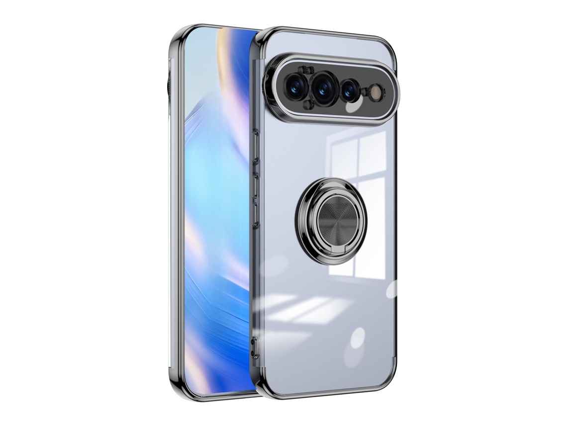 Capa Protetora Com Eletrodeposição Para Google Pixel 11 Pro Com Anel (preto)
