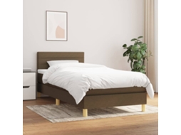 Vidaxl Cama Com Molas/colchão 90x190 Cm Tecido Castanho-escuro