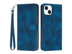 Capa Pega Para Iphone 15 Plus Pele Sintética Azul