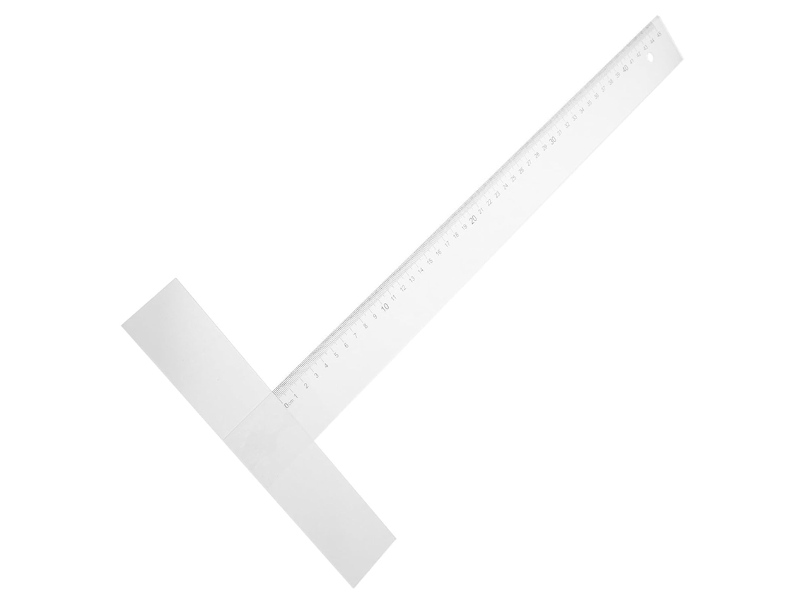 Esquadro T portátil de acrílico branco de 45 cm para trabalhos na Madeira
