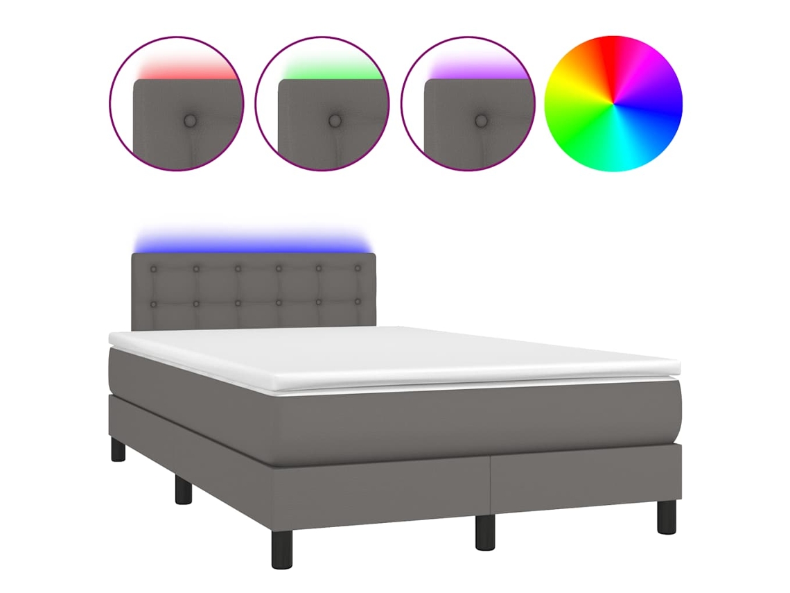 Box Spring Bed, Box Spring Beds Vidaxl Cinzeto Couro Artificial (120 X 190 Cm)