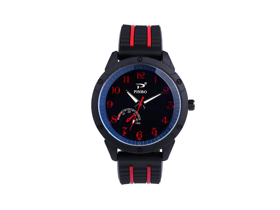 Relógio esportivo minimalista de quartzo com pulseira de silicone (vermelho)