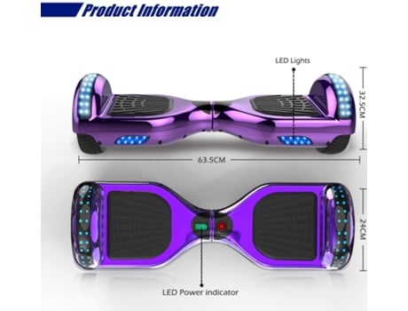 Hoverboard HITWAY 6.5'' Led Light Bluetooth Roxo