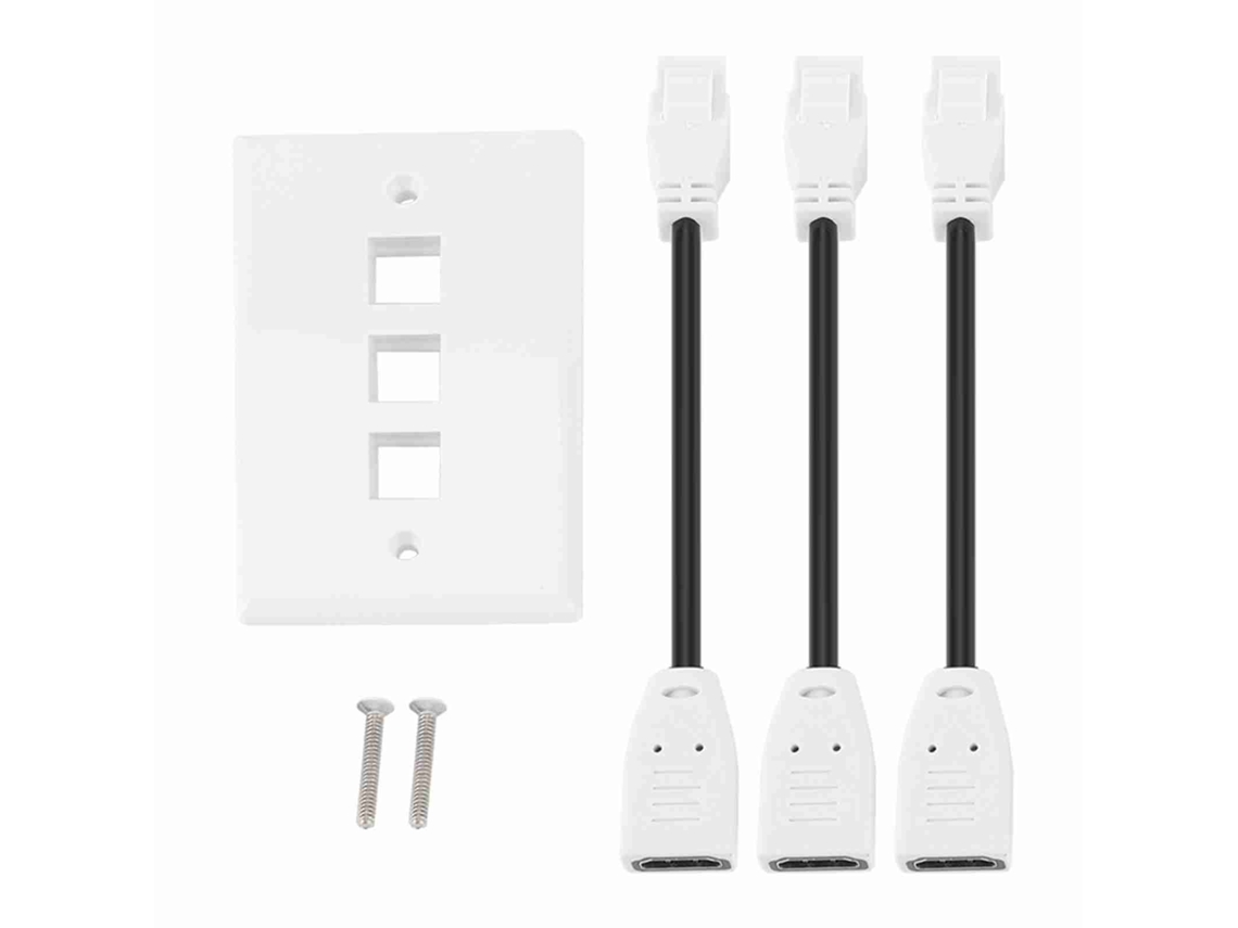 Panel De Parede Hdmi Com 3 Portas, Conector E Cabo Para Áudio E Vídeo De Hdtv